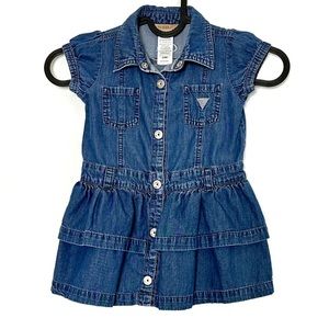 Guess Blue Baby Ruffle Denim Jean Dress 24M